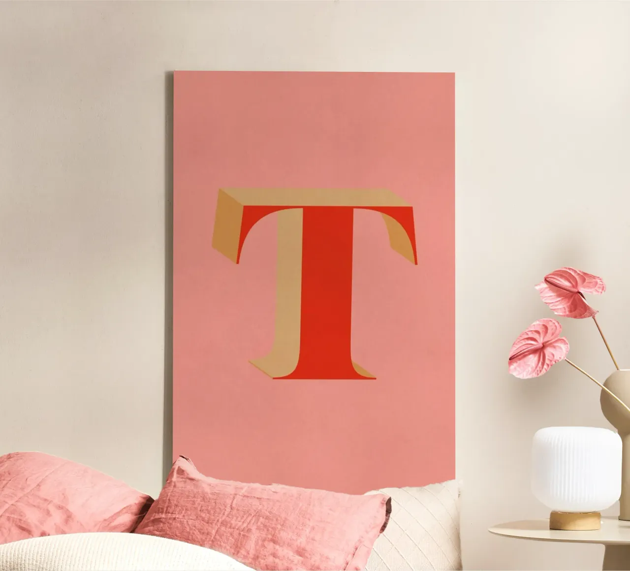 Red T canvas met Baklijst van daylight design studio