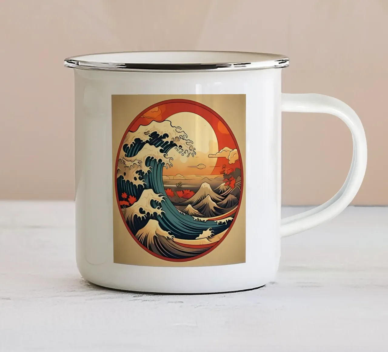 Minimalistische Kunst Poster 463 Emaille Tasse von ahmiaLodri