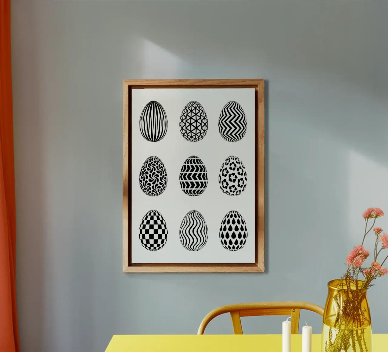 Pasqua - uova di Pasqua - grafica - semplice - bianco e nero alluminio dibond da keinkonzept