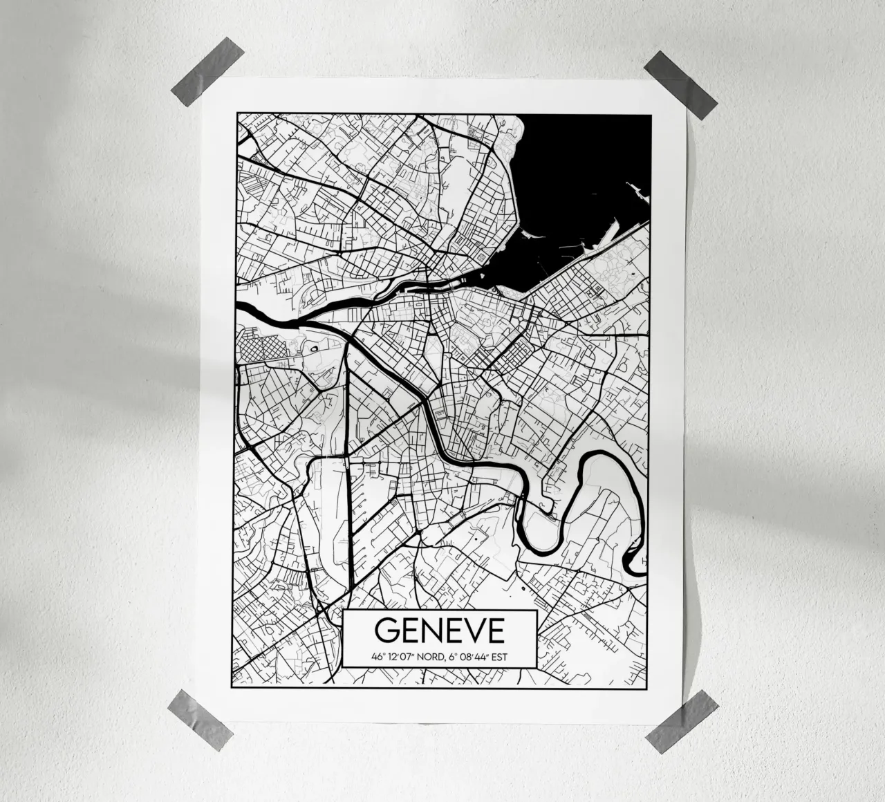 Plan minimaliste Ginevra poster con telaio in alluminio da Frame the World