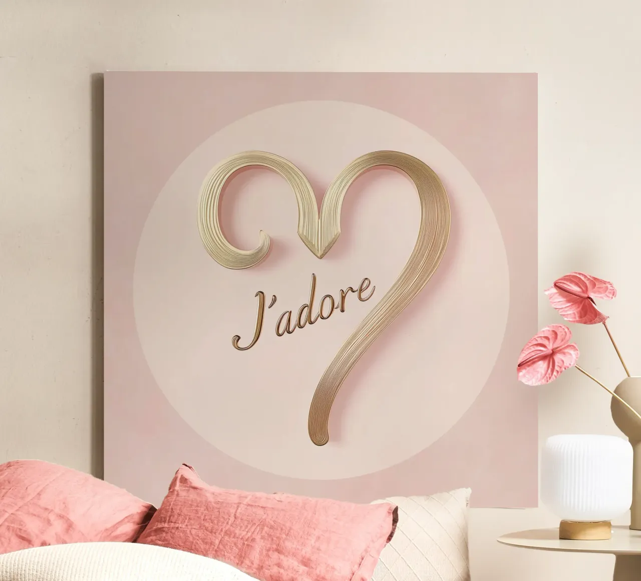 "J'adore" Rosa Luxus tela con Cornice a cassetta da Carinaprint