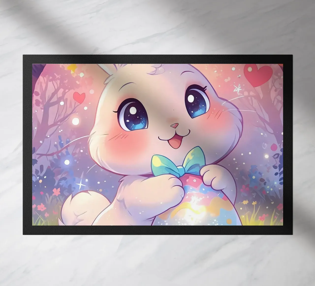 Happy Easter egg Rabbit doormat by LM2Kone