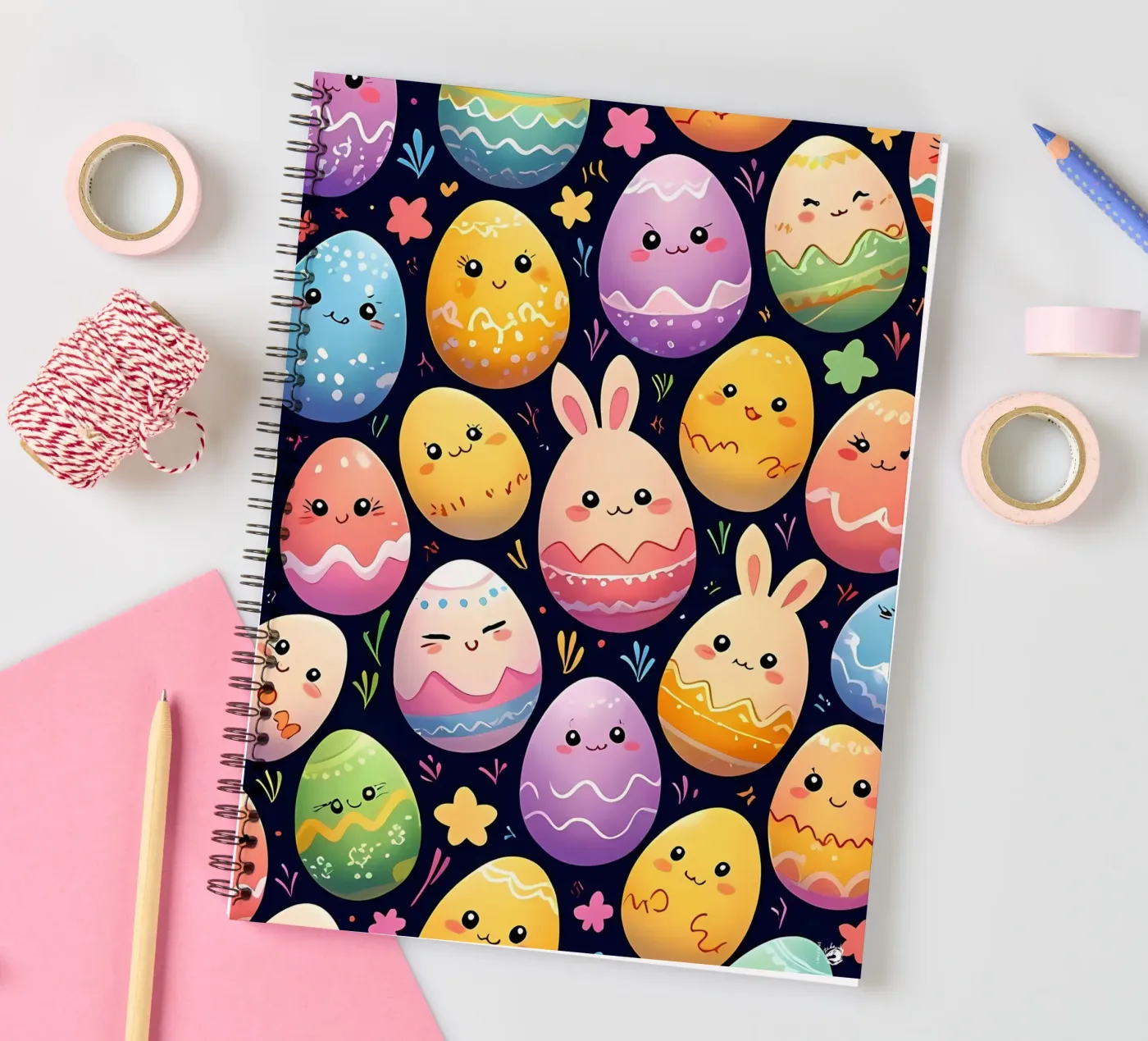 Easter Egg Pattern spiral notebook by LM2Kone