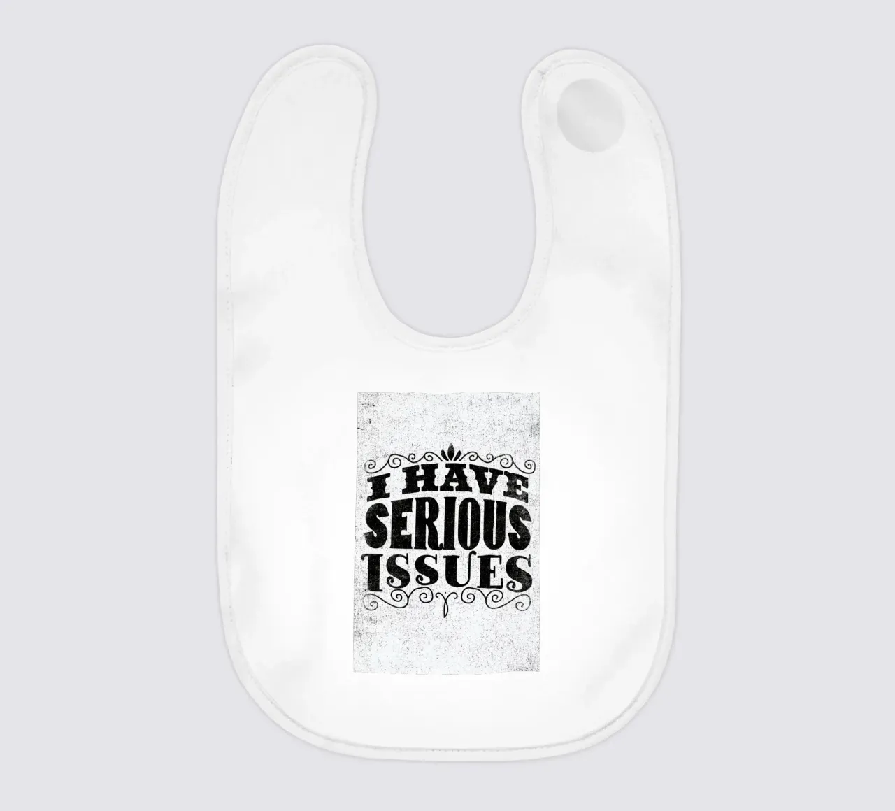 serious issues baby bib by Matthew Taylor Wilson