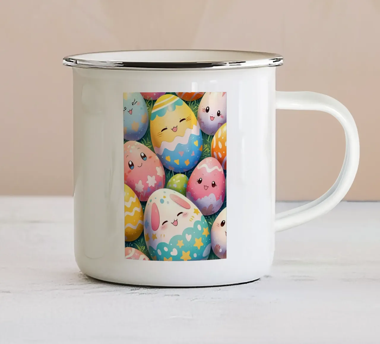 Cute Easter Egg Pattern enamel mug by LM2Kone