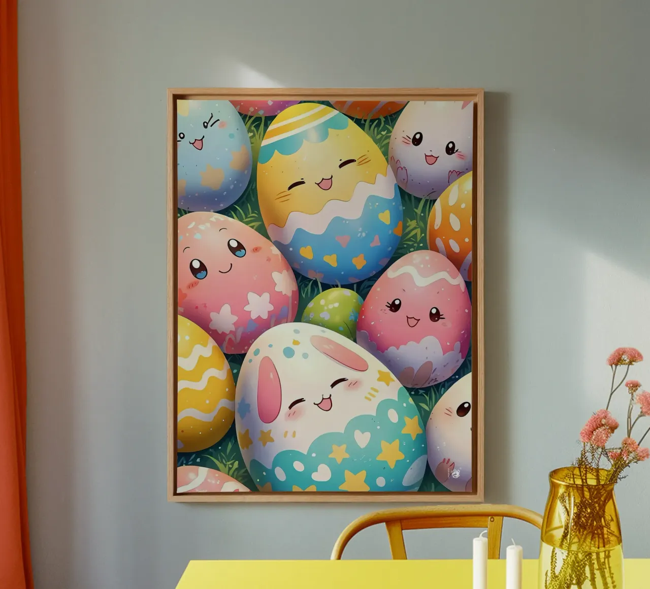 Cute Easter Egg Pattern canvas with Floater frame by LM2KONE