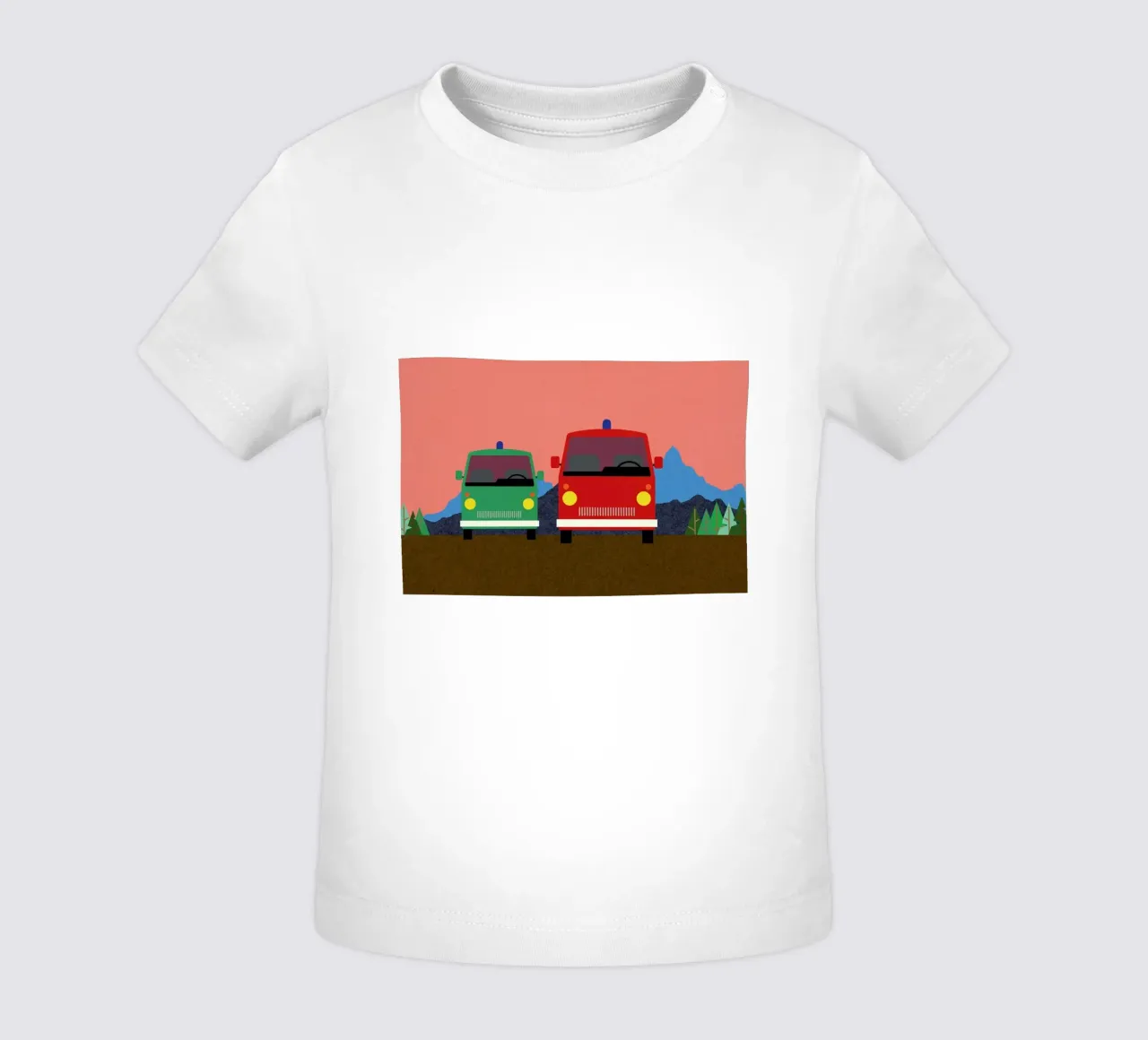 Police Bus and Fire Engine Baby T-Shirt von Rosi Feist