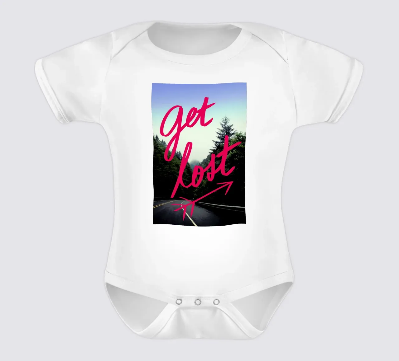 Get Lost body neonato maniche corte da Leah Flores