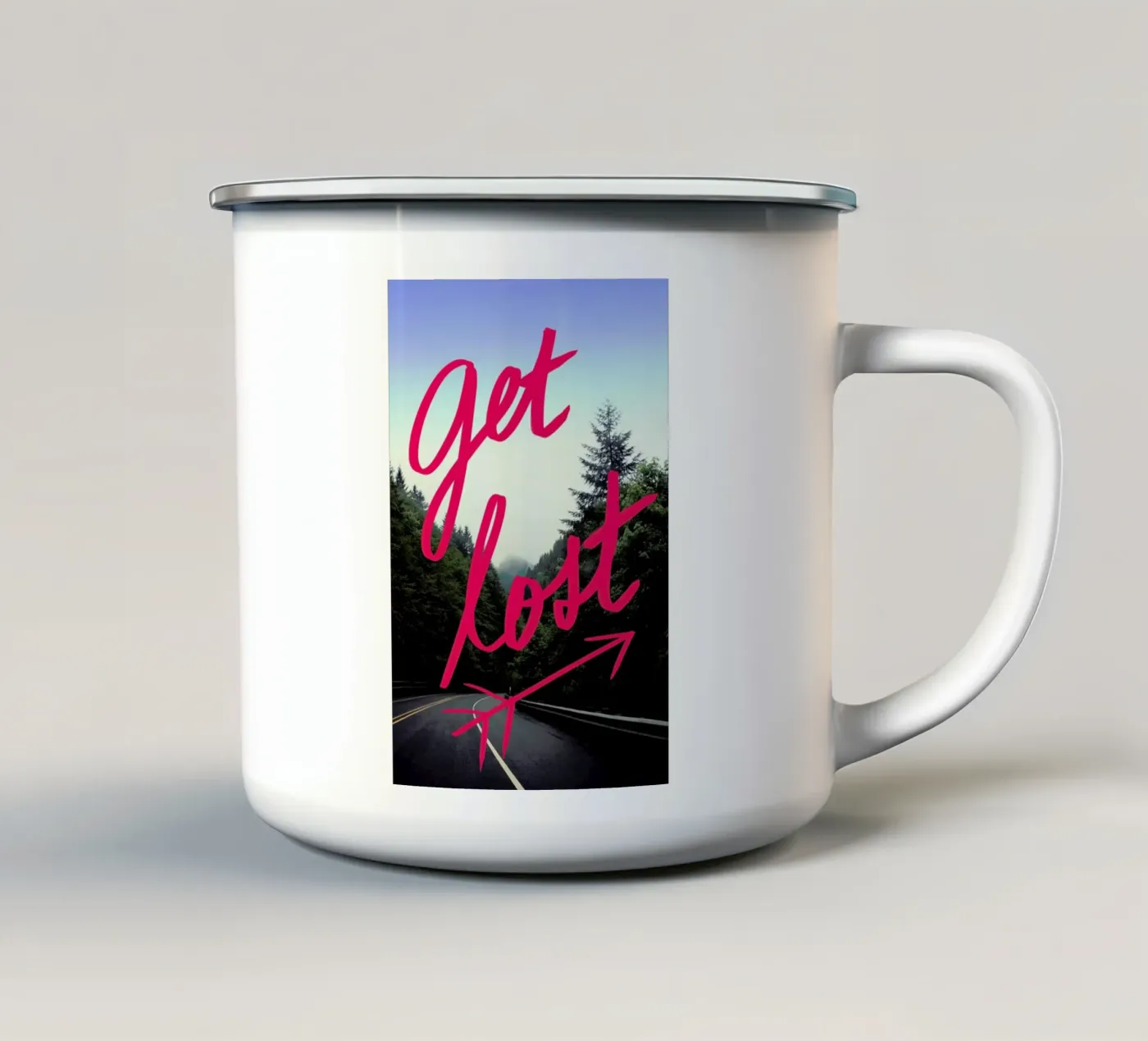 Get Lost enamel mug by Leah Flores