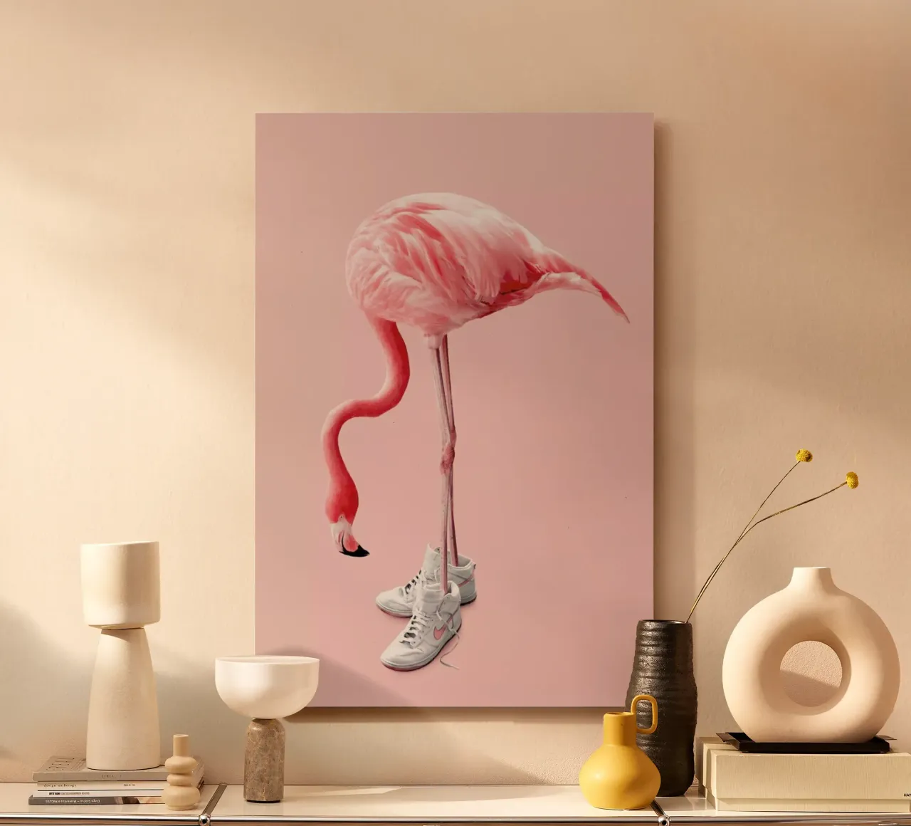 Sneaker Flamingo alluminio dibond da Jonas Loose