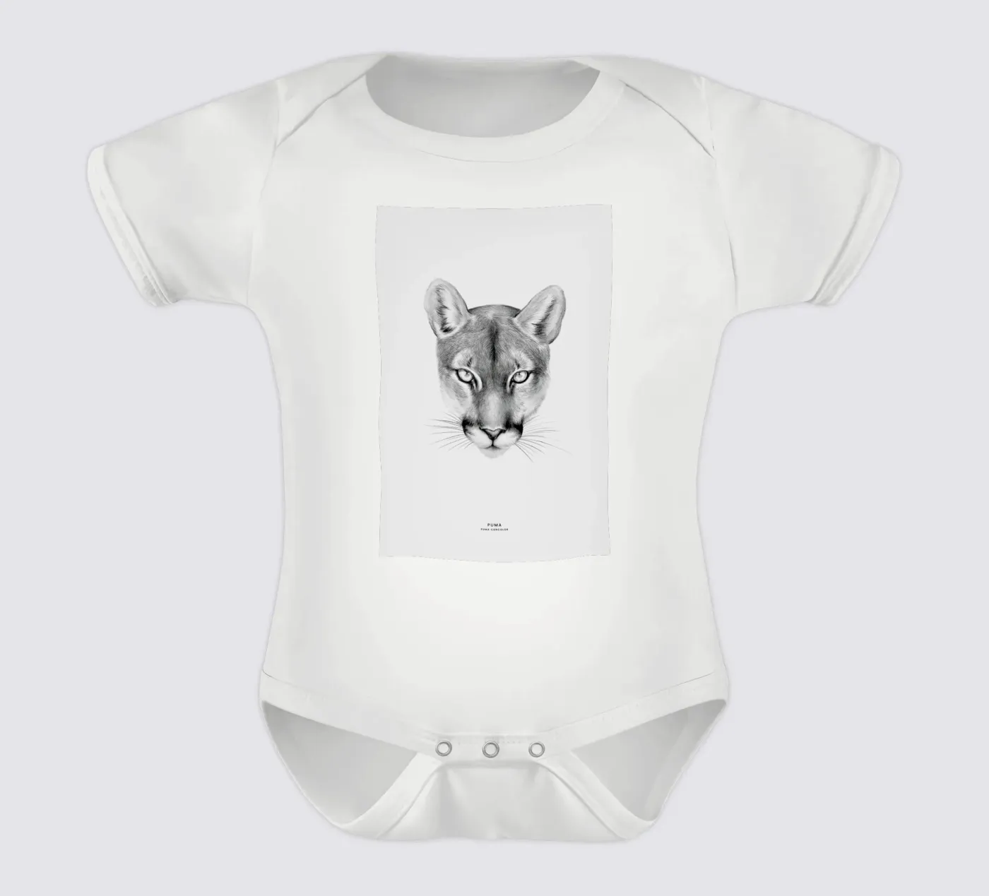 Puma short-sleeve baby romper by Flora & Fauna