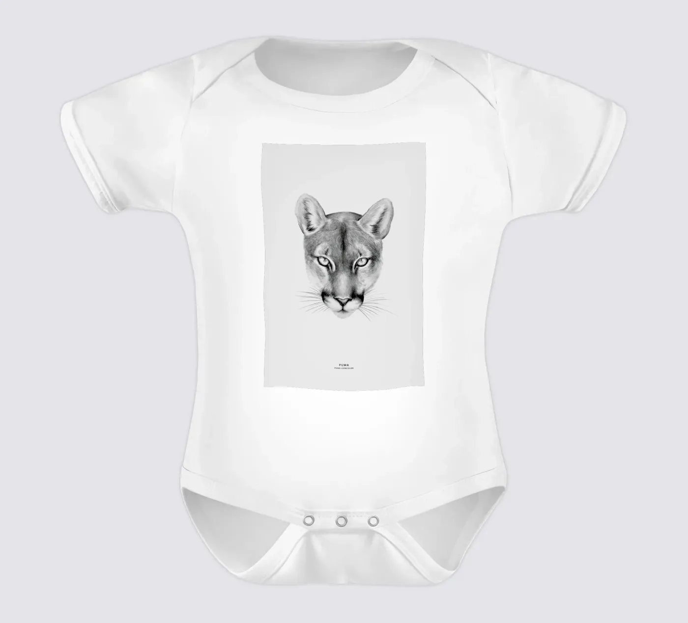 Puma short-sleeve baby romper by Flora & Fauna