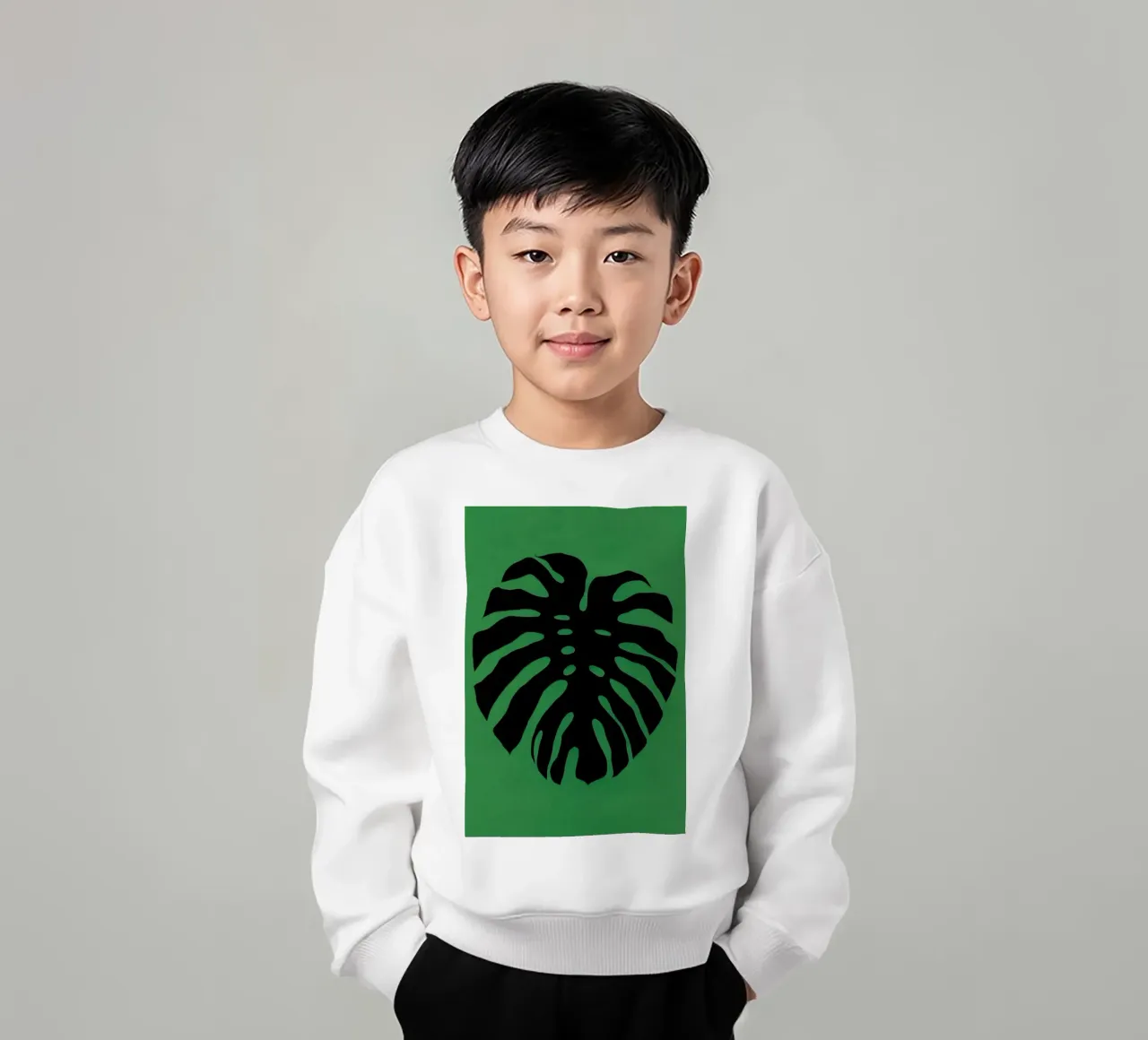 Black Monstera kids sweatshirt by Rosi Feist