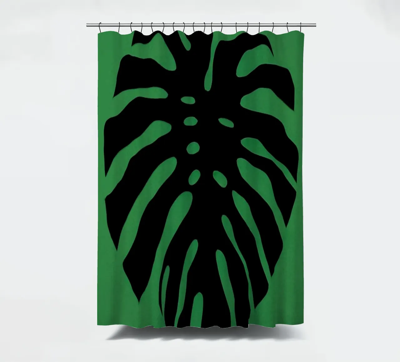 Black Monstera shower curtain by Rosi Feist