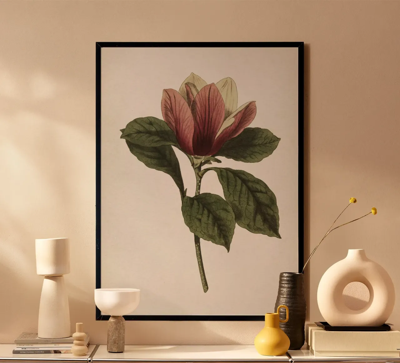 Vintage Curtis 1 Magnolia poster con telaio in plastica da Vintage Print Collection