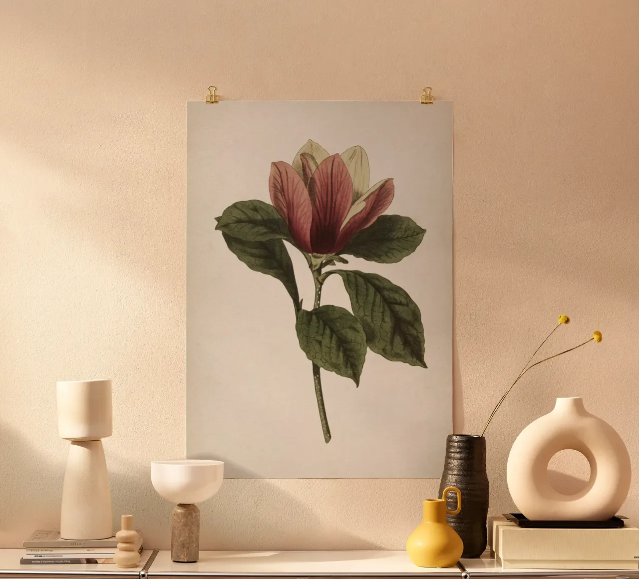 Vintage Curtis 1 Magnolia poster con telaio in plastica da Vintage Print Collection
