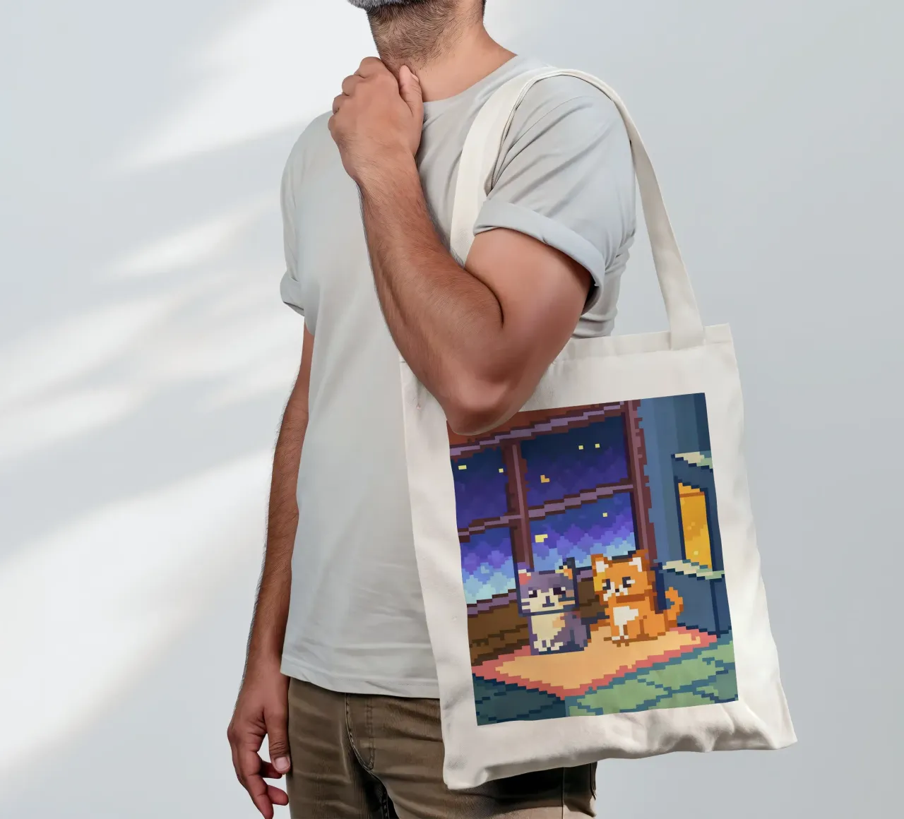Due gatti da interno borsa in juta da DOG AND CAT