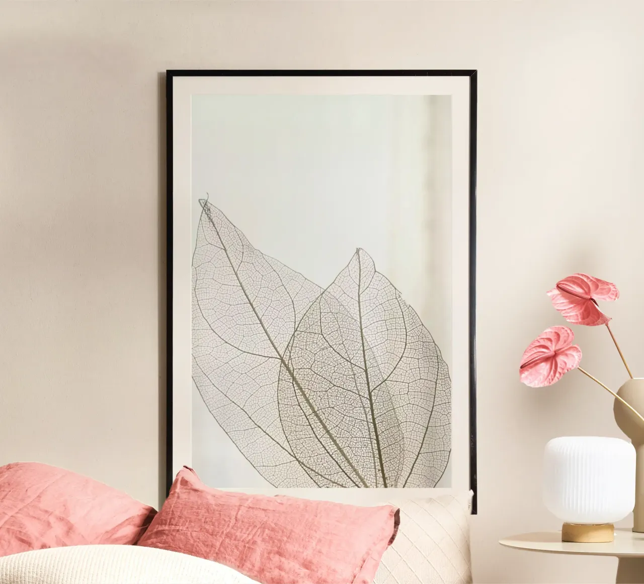 Skeleton Leaves poster con telaio in legno da Babett Schultze