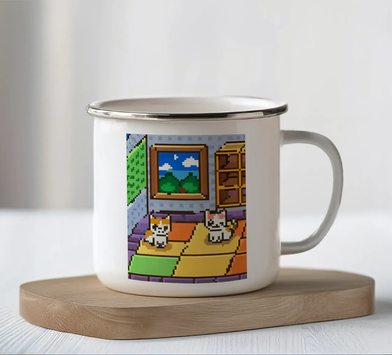 Due gatti da interno tazza in smalto da DOG AND CAT
