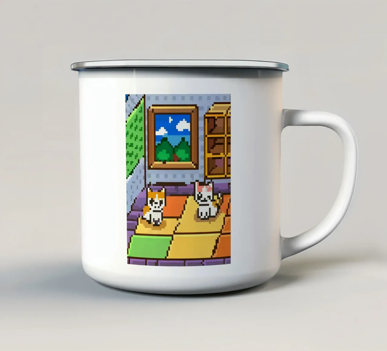 Due gatti da interno tazza in smalto da DOG AND CAT