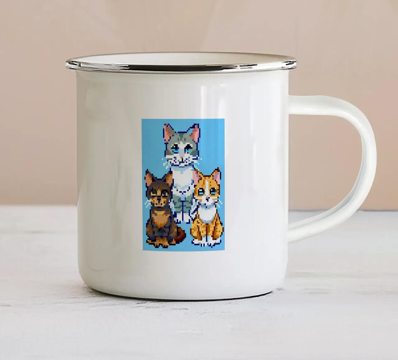 Due gatti da interno tazza in smalto da DOG AND CAT