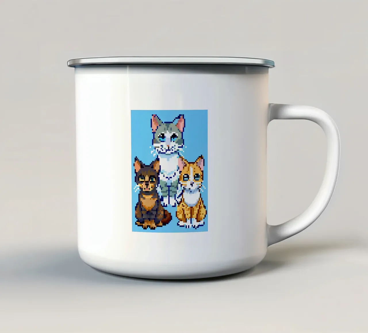 Due gatti da interno tazza in smalto da DOG AND CAT