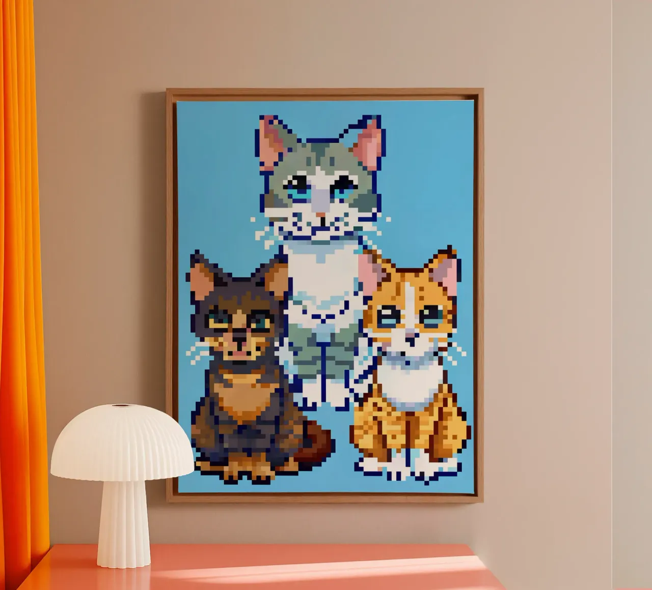 Due gatti da interno tela con Cornice a cassetta da DOG AND CAT