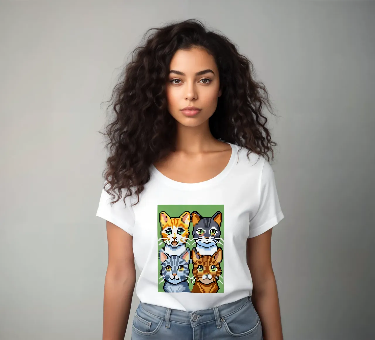 Four Cats women's fitted t-shirt by DOG AND CAT