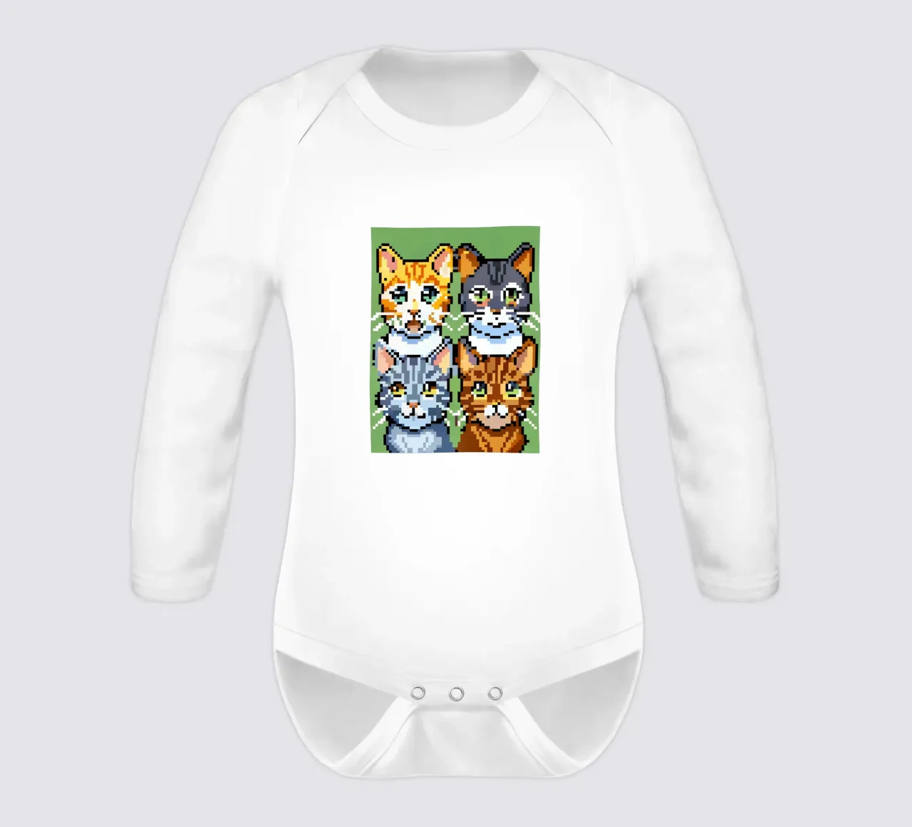 Four Cats long-sleeve baby romper by DOG AND CAT