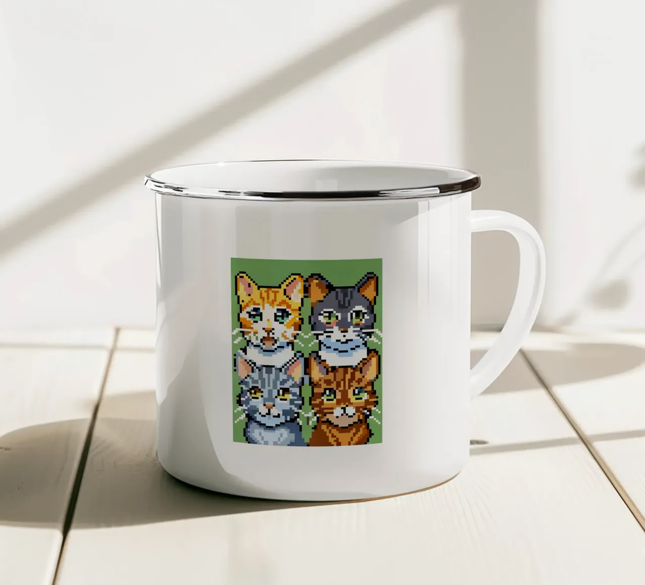 Quattro gatti tazza in smalto da DOG AND CAT