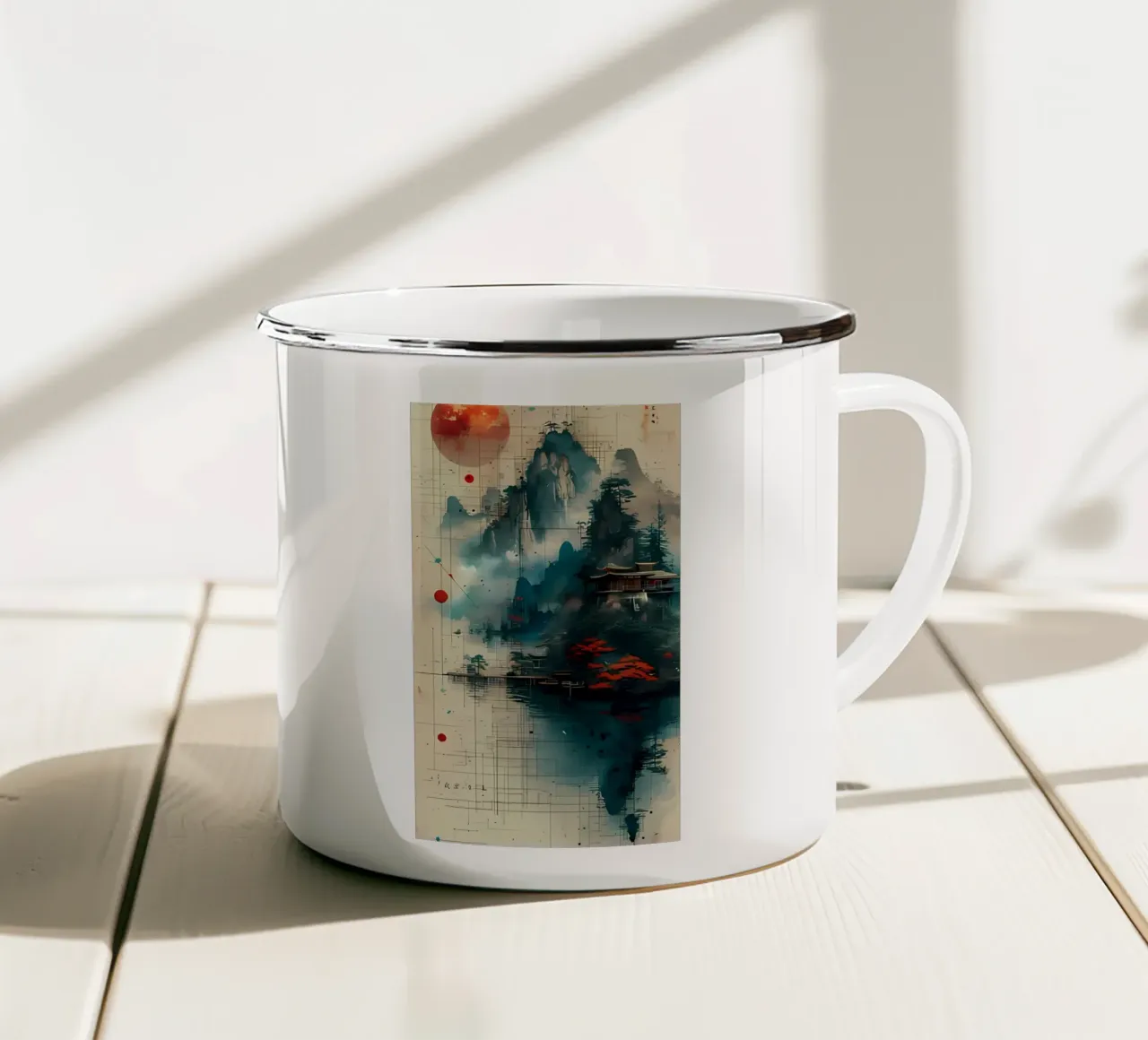 Poster d'arte minimalista 553 tazza in smalto da ahmiaLodri