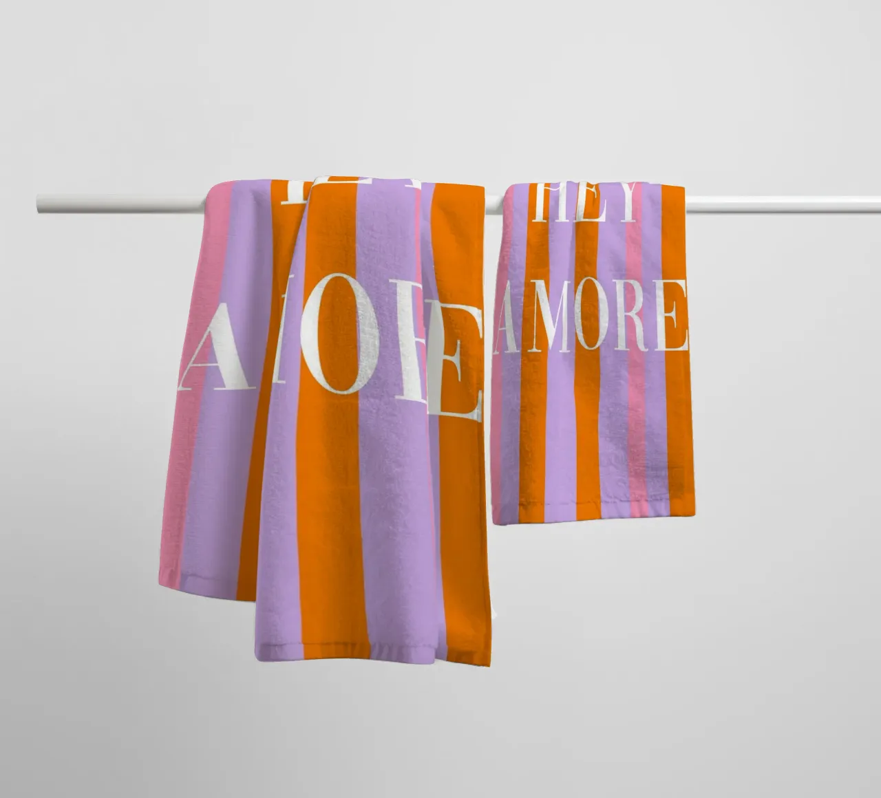 Stripe art Hey Amore towel by Carinaprint