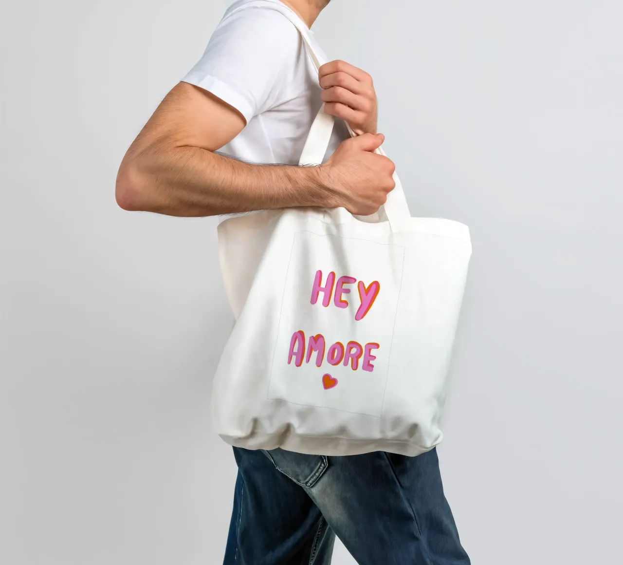 Ehi Amore Pop borsa in juta da Carinaprint