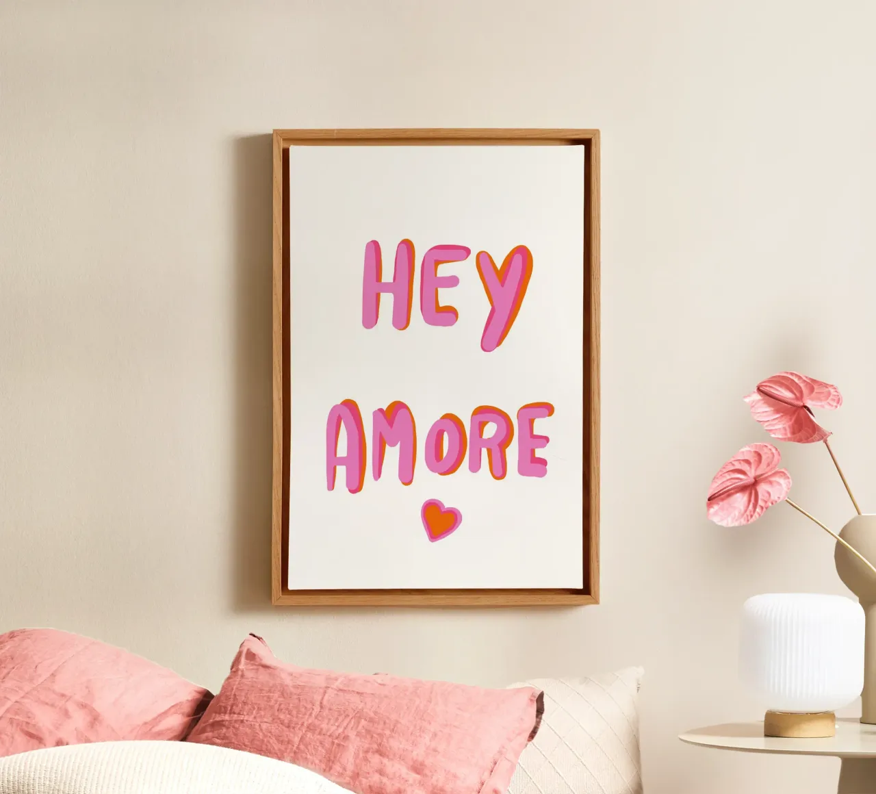 Ehi Amore Pop tela con Cornice a cassetta da Carinaprint