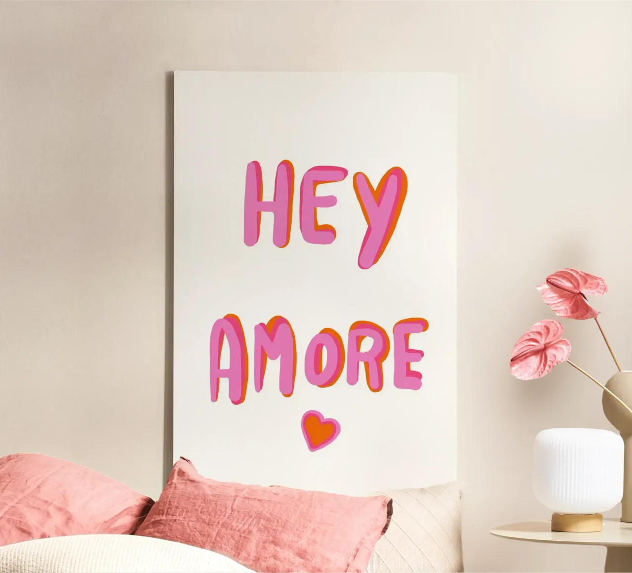 Ehi Amore Pop tela con Cornice a cassetta da Carinaprint
