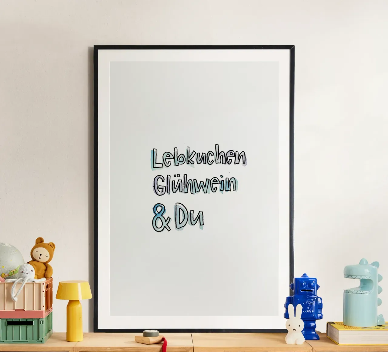 Lebkuchen & Du poster con telaio in alluminio da Brushmeetspaper