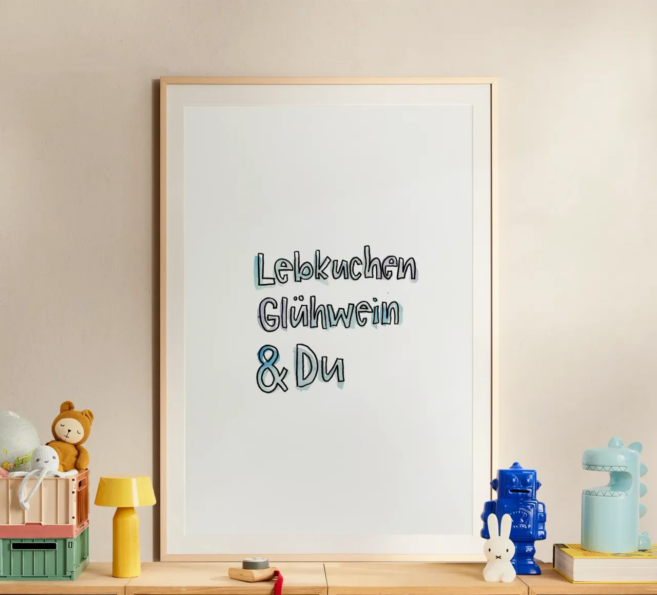 Lebkuchen & Du poster con telaio in alluminio da Brushmeetspaper