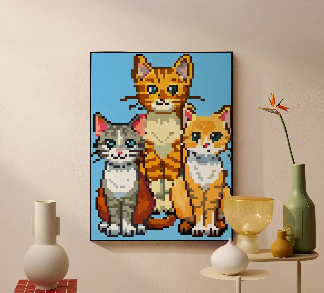 Drie schattige katten acryl van DOG AND CAT