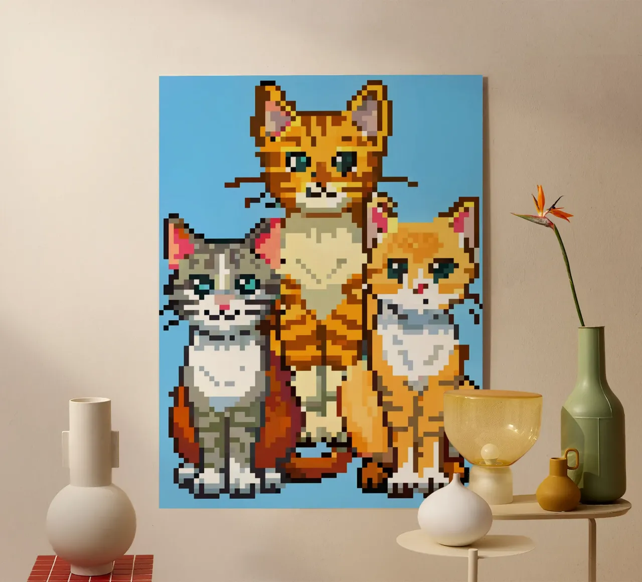 Drie schattige katten acryl van DOG AND CAT