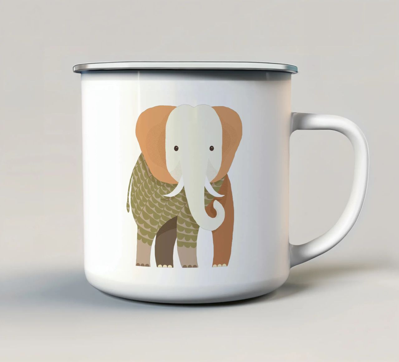 Elefante stravagante tazza in smalto da The Printed Sparrow