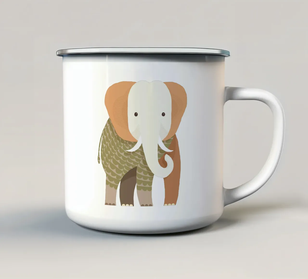 Elefante stravagante tazza in smalto da The Printed Sparrow