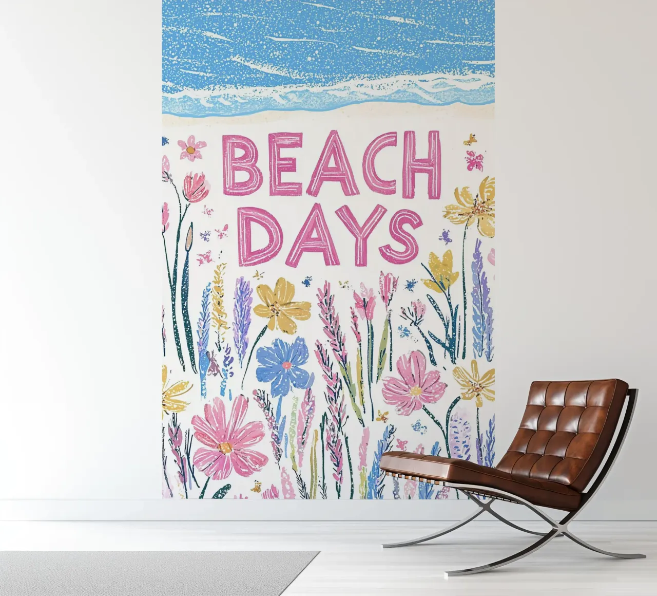 Beach days with summer flowers photo wallpaper by Carinaprint