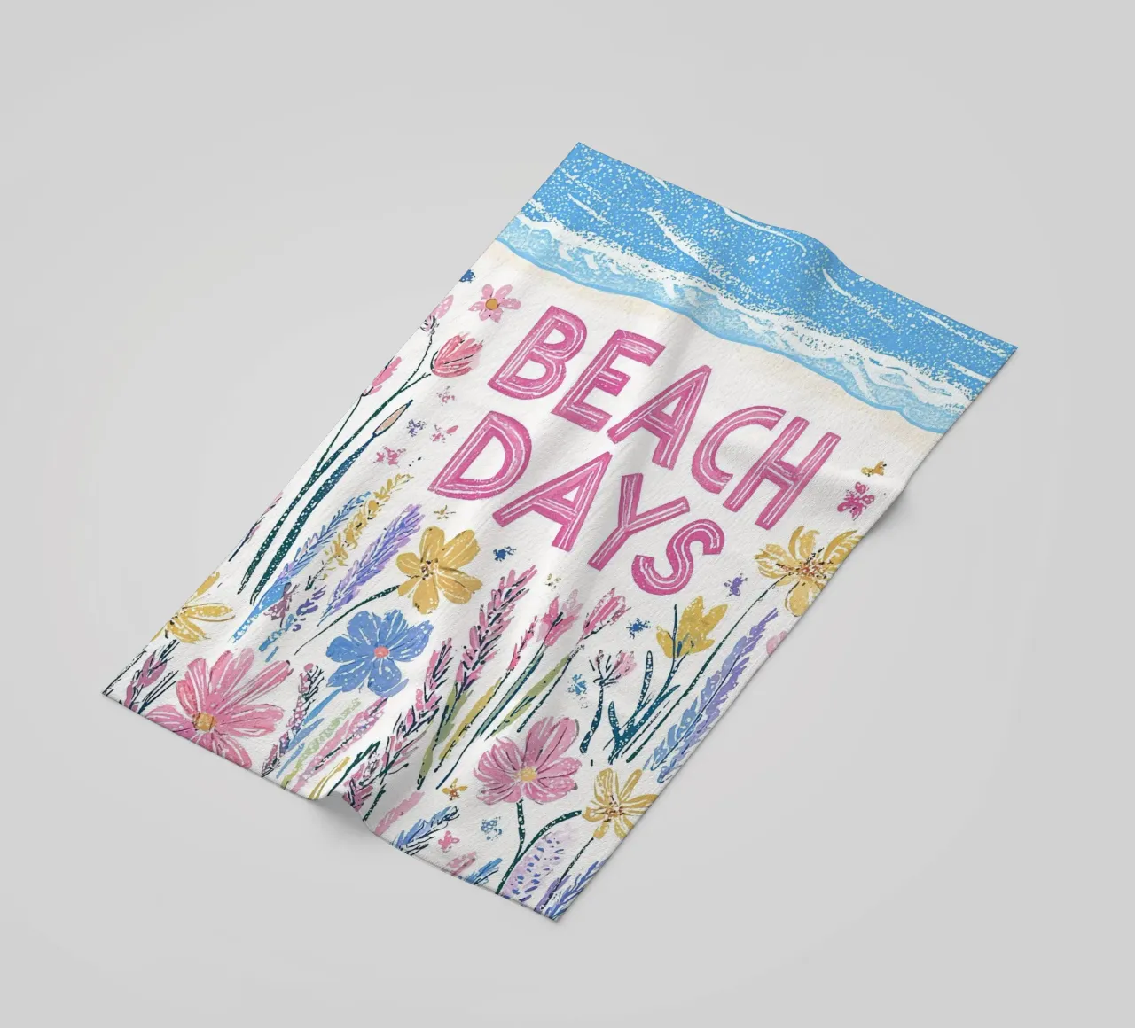 Giornate in spiaggia con fiori estivi telo mare da Carinaprint