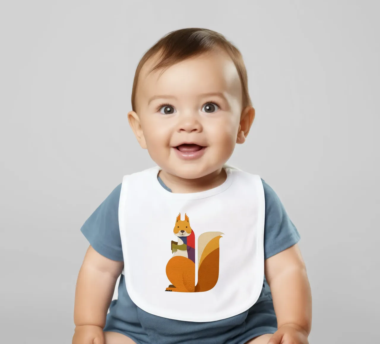 Red Squirrel baby bib by The Printed Sparrow