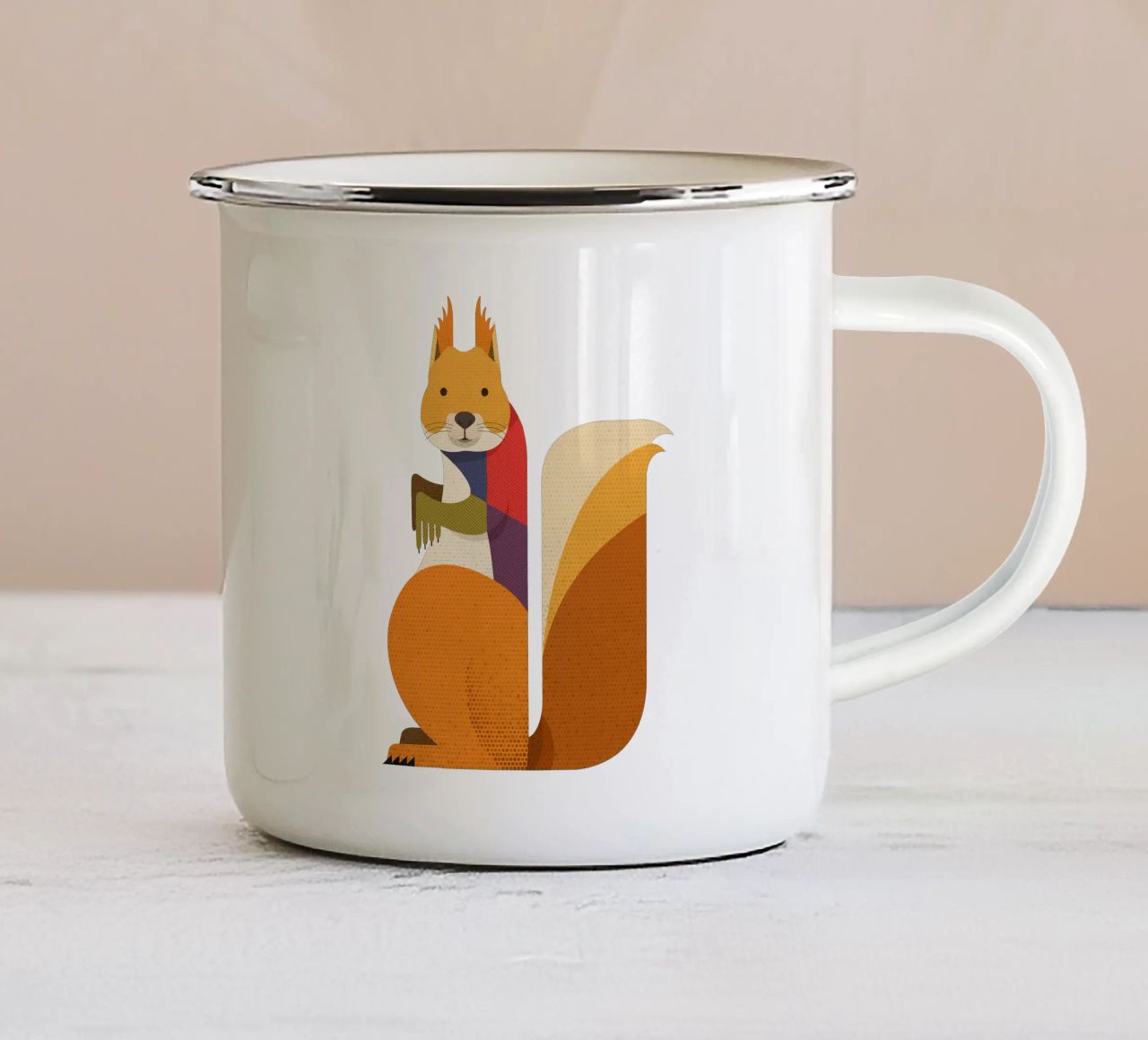 Scoiattolo rosso tazza in smalto da The Printed Sparrow