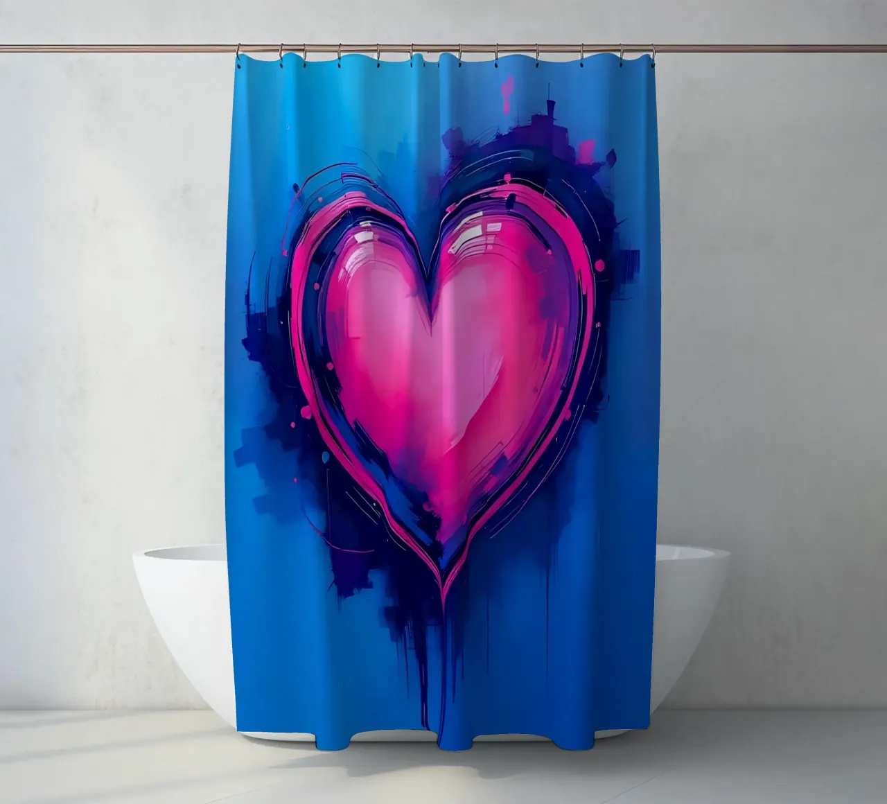 cuore_blu_rosa_viola_1 tenda da doccia da Pink- und LoveArt by LK