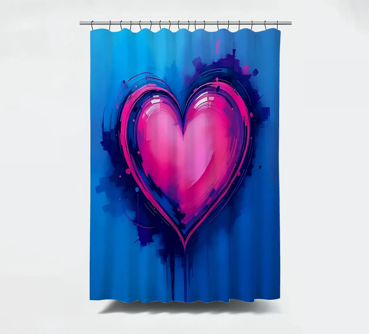cuore_blu_rosa_viola_1 tenda da doccia da Pink- und LoveArt by LK
