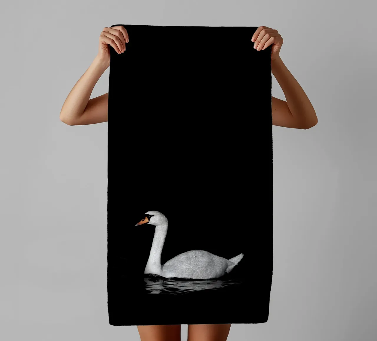 White swan in Bruges towel by Léa Lefebvre Photography
