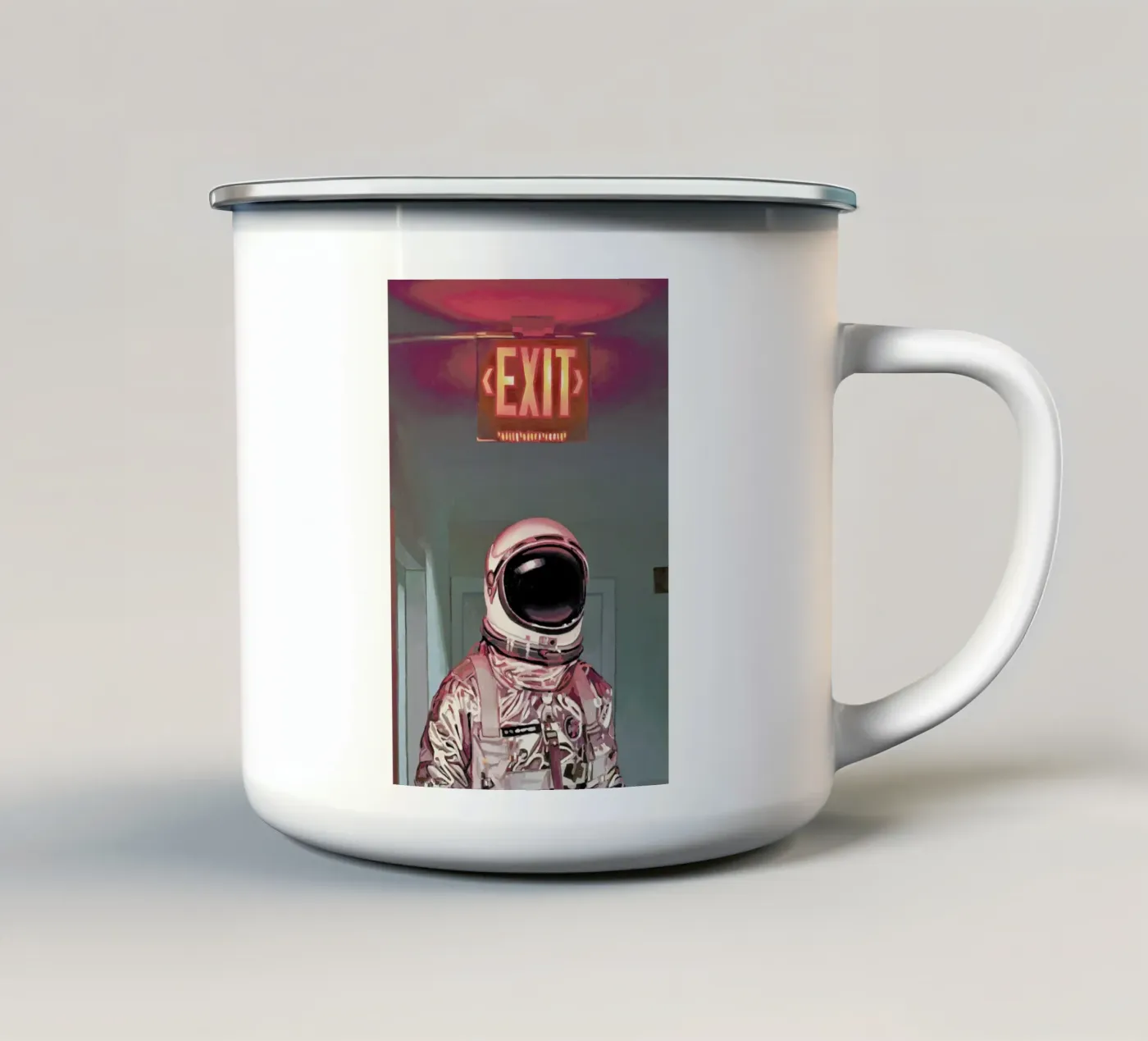 Exit enamel mug by Scott Listfield