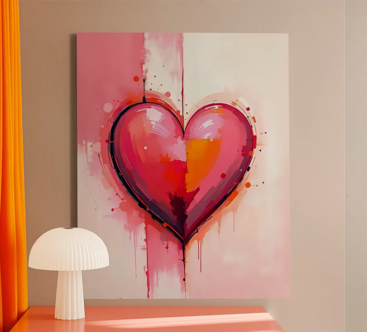 Herz_pink_orange_3 tela con Cornice a cassetta da Pink- und LoveArt by LK